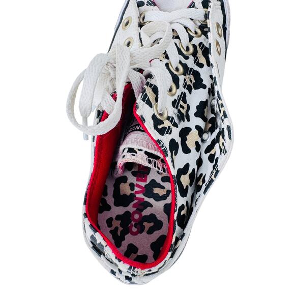 Converse Chuck Taylor All Star Sneakers Women's 7 White Leopard Double Tongue - Picture 8 of 13